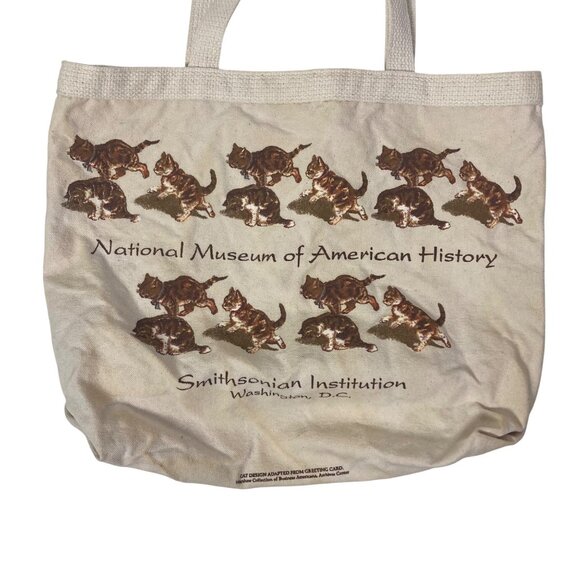 Vintage Smithsonian Museum of American History Cat Print Canvas Tote Bag By Mimi - Picture 3 of 11